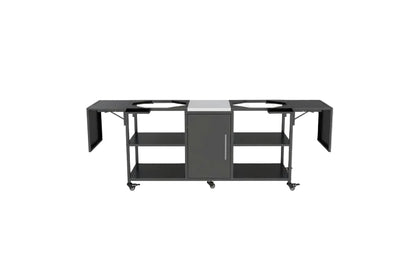 Outdoor Grill Cart for 2 Big Egg Grills – Black/Silver
