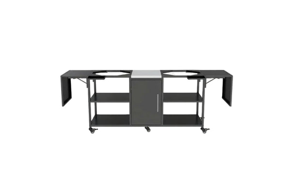 Outdoor Grill Cart for 2 Big Egg Grills – Black/Silver
