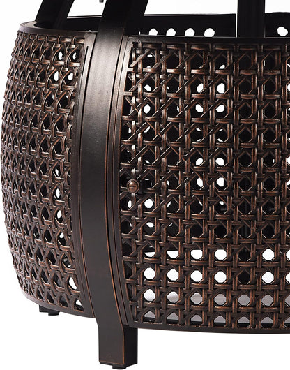 round 44 In. X 44 In. Aluminum Propane Fire Pit Table with Glass Beads, Two Covers, Lid, 57,000 Btus in Copper Finish