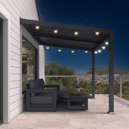 8' x 10' Modern Wall-Mounted Louvered Pergola With Aluminum Frame