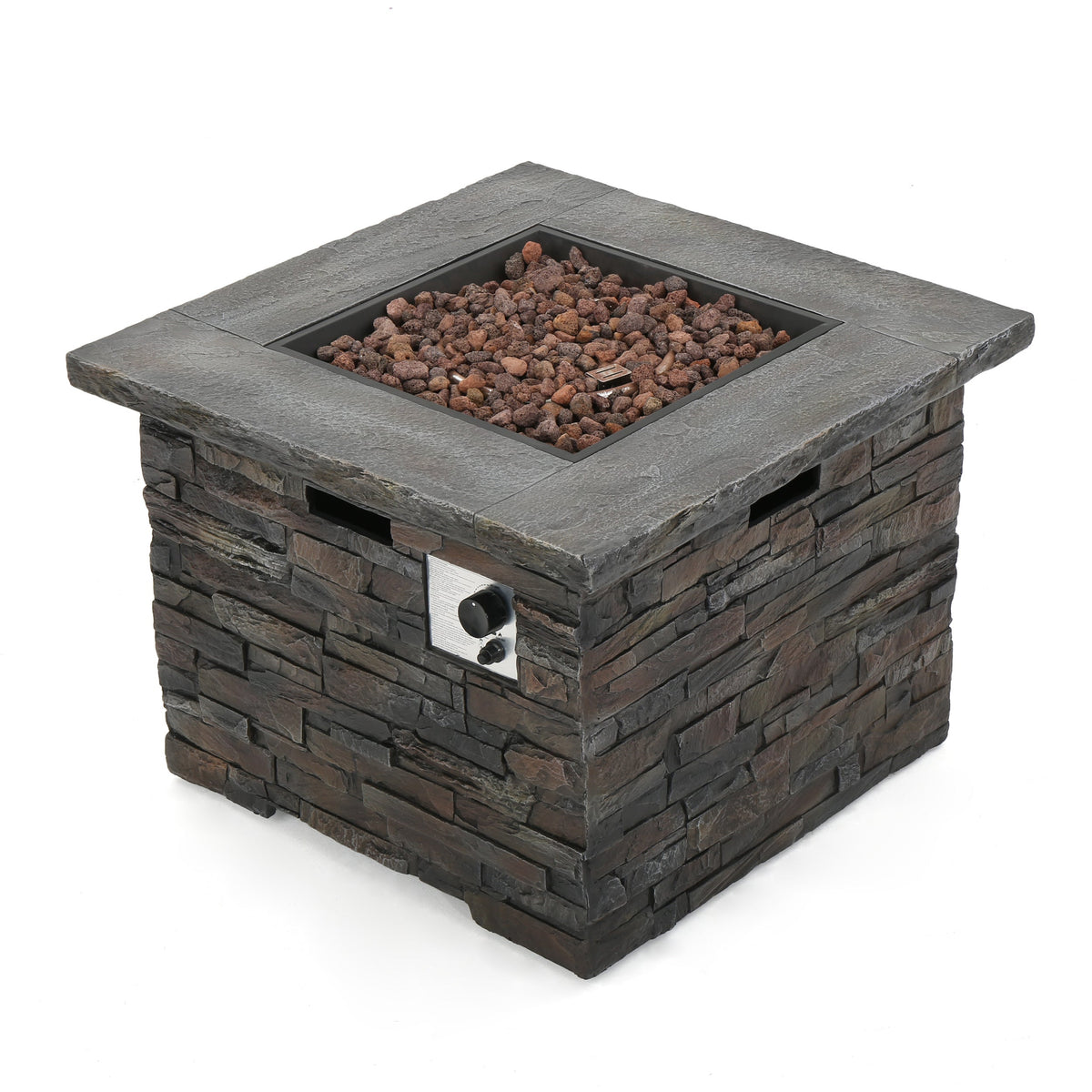 33" Square Stone Gray Fire Pit – 40,000 BTU