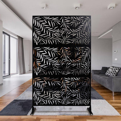4 Ft. X 6.33 Ft. Black Outdoor and Indoor Freestanding Metal Privacy Screen Fence Panels for Lawn Garden (Not Composite)