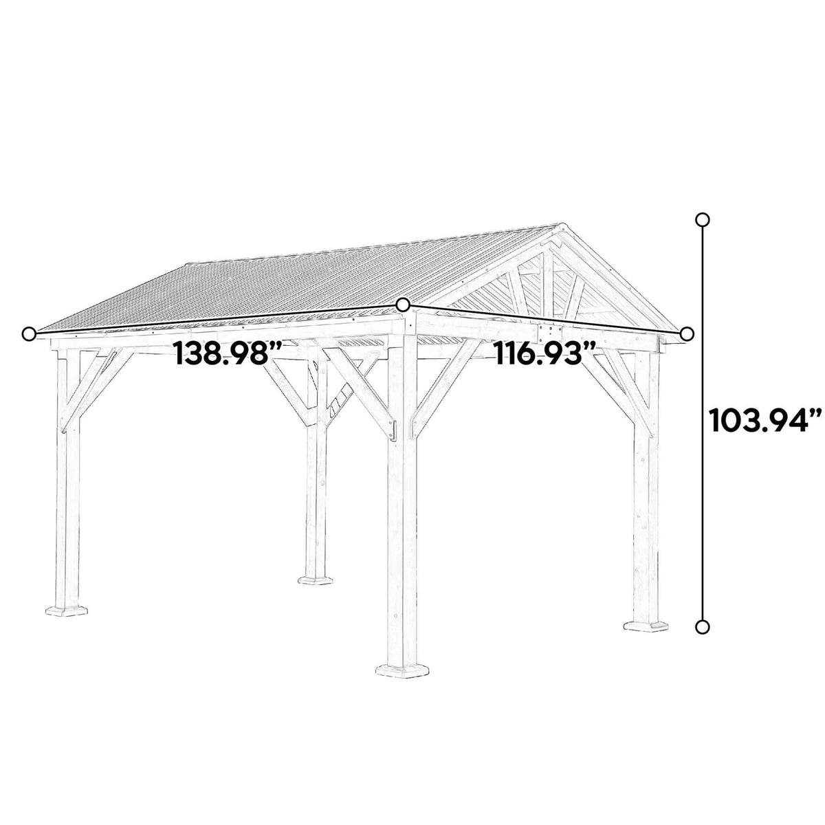 09' x 11' Heavy‑Duty Wooden Carport Gazebo – All‑Weather Cedar Frame & Galvanized Steel Hardtop