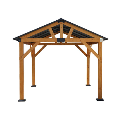 09' x 11' Heavy‑Duty Wooden Carport Gazebo – All‑Weather Cedar Frame & Galvanized Steel Hardtop
