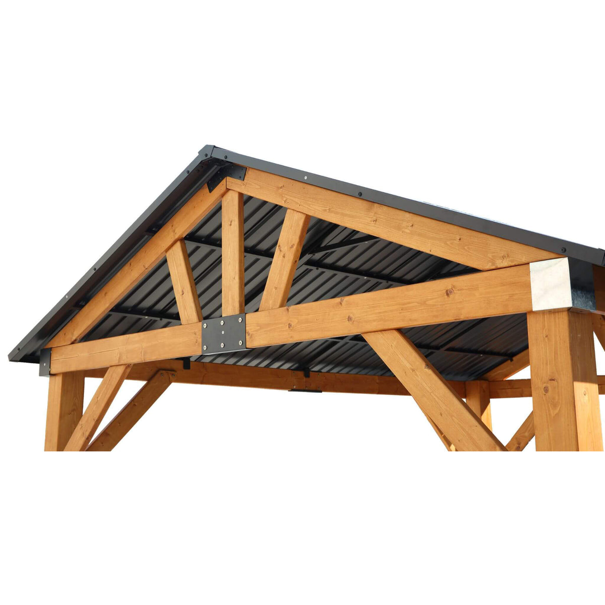 09' x 11' Heavy‑Duty Wooden Carport Gazebo – All‑Weather Cedar Frame & Galvanized Steel Hardtop