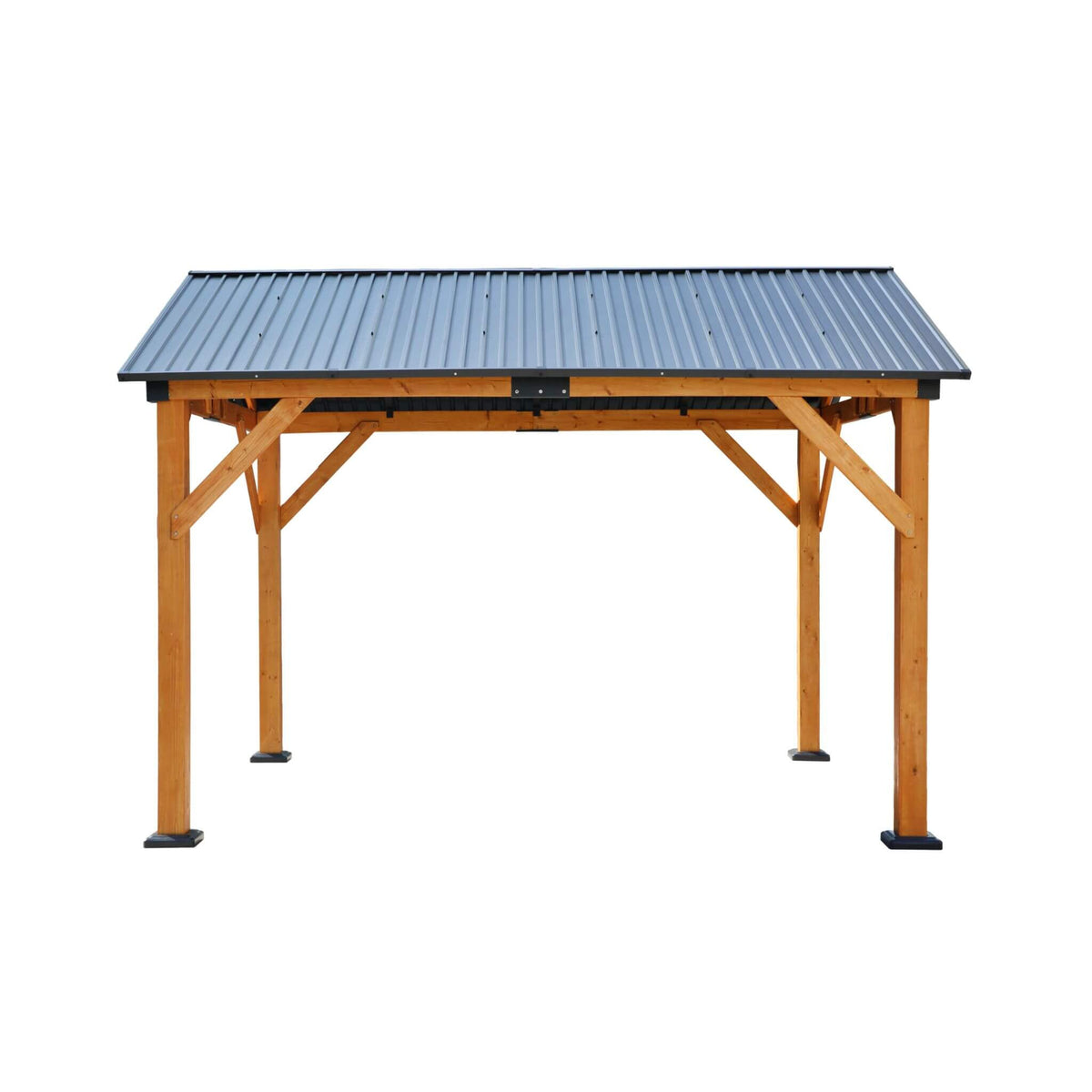 09' x 11' Heavy‑Duty Wooden Carport Gazebo – All‑Weather Cedar Frame & Galvanized Steel Hardtop