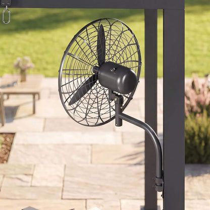 09X12FT Alora Premium Outdoor Electric Motorized Louvered Pergola With Built-In LED Lights & Fan (SAK53841)