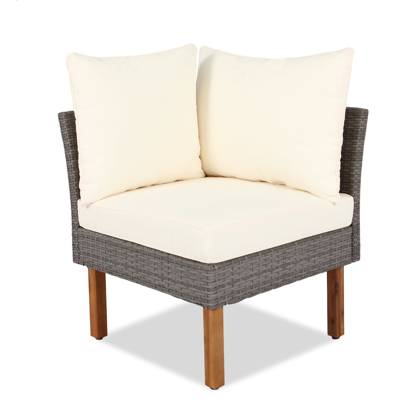 9-piece Patio rattan furniture set with Acacia wooden legs and tabletop sofa set