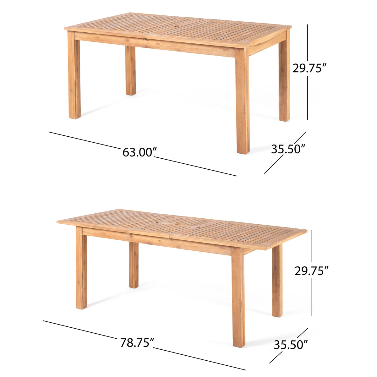 Teak‑Finish Acacia Dining Set with Rope‑Woven Armchairs (7‑Piece)