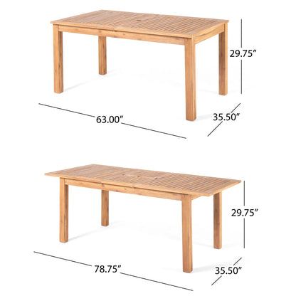 Teak‑Finish Acacia Dining Set with Rope‑Woven Armchairs (7‑Piece)