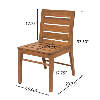 Outdoor Acacia Wood Dining Set with 71" Teak‑Finish Table & Slatted Back Chairs – 7‑Piece