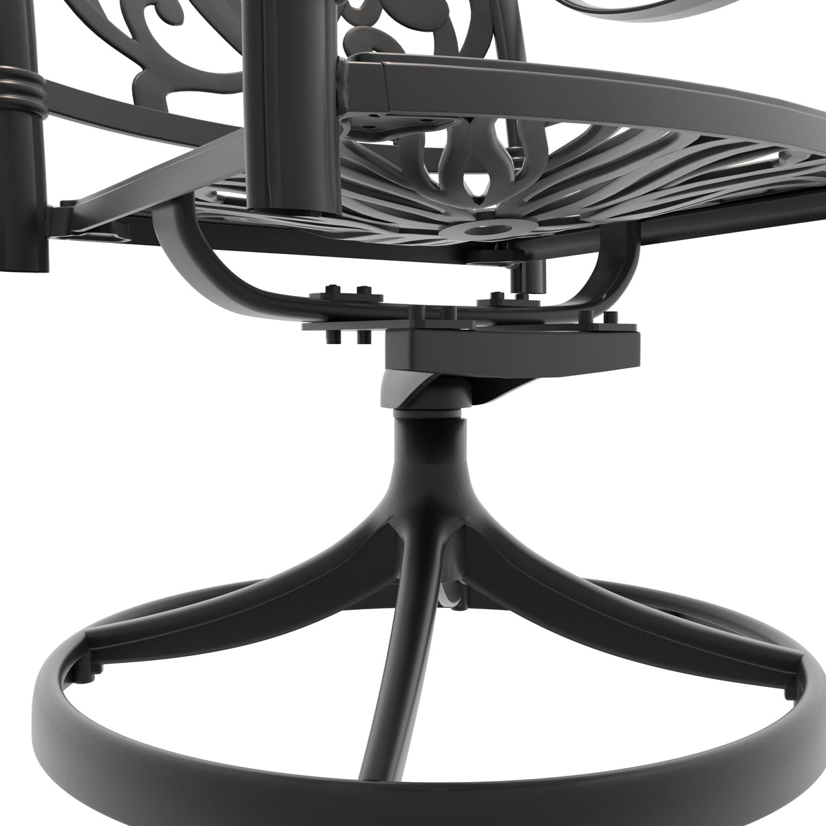 9-Piece Cast Aluminum Patio Dining Set with Swivel Chairs - Black