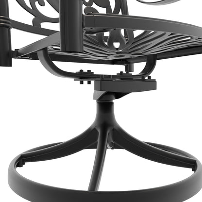 9-Piece Cast Aluminum Patio Dining Set with Swivel Chairs - Black