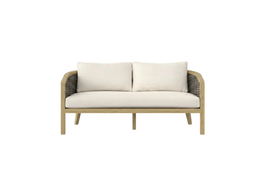 Parkside Outdoor Sofa — Weather‑Resistant HDPE Wicker & Solid Acacia Wood Frame, Natural Finish