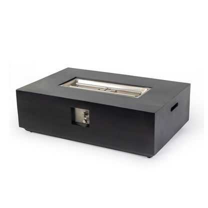 Volon 48" × 30" Rectangular Fiber‑Concrete Fire Pit Table – Charcoal Finish - 50,000 BTU – Charcoal Finish, 50,000 BTU