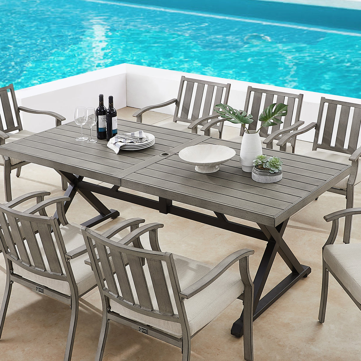 Azur 82.5"  Rectangular Outdoor Dining Set with Sunbrella® Cushions