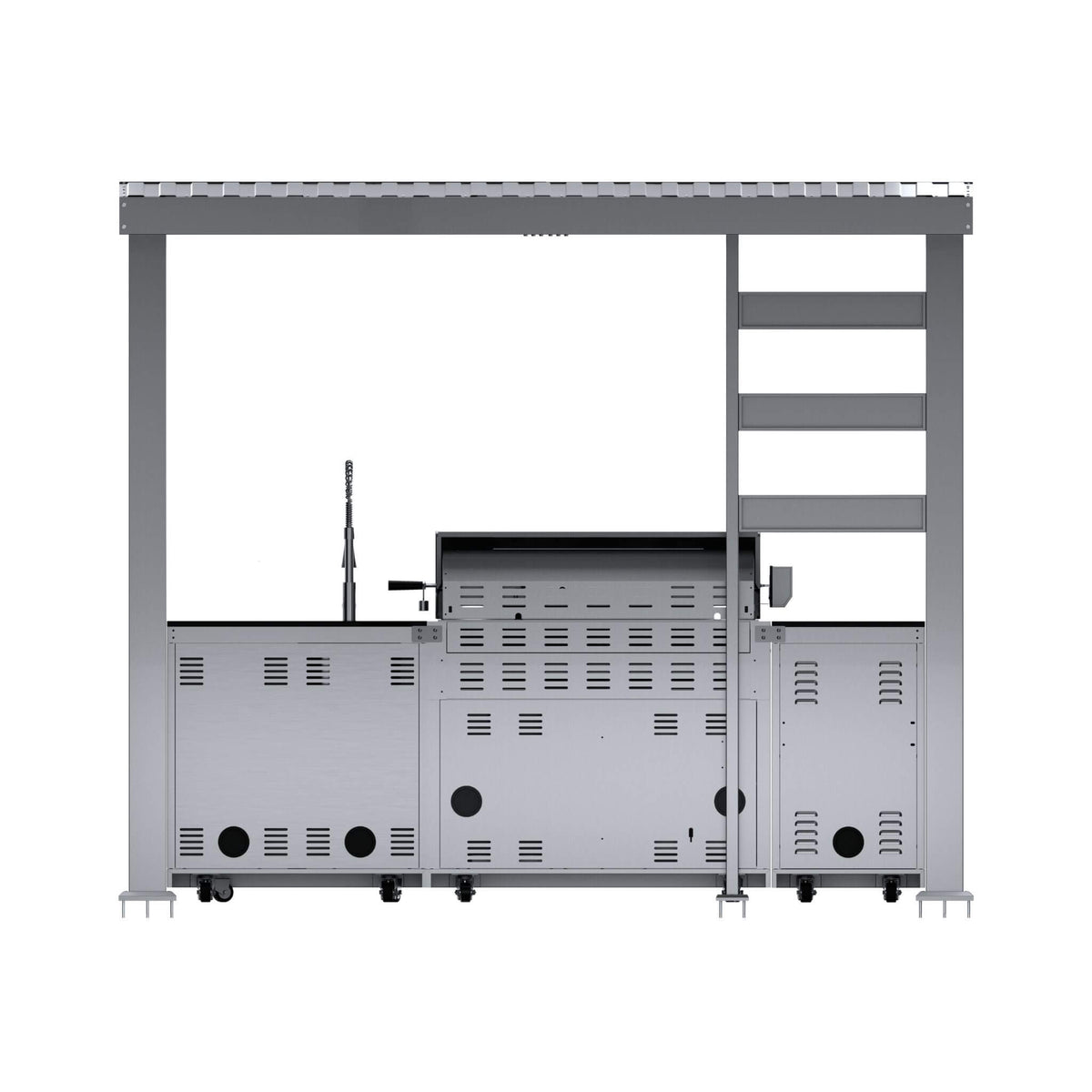 Castelle Flame Blaze 108-Inch 6-Burner 85K BTU Stainless Steel Outdoor Kitchen Grill Island