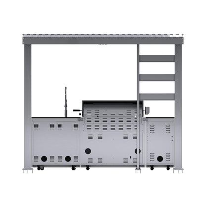 Castelle Flame Blaze 108-Inch 6-Burner 85K BTU Stainless Steel Outdoor Kitchen Grill Island