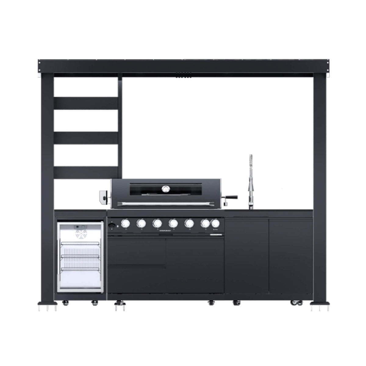 Castelle Flame Blaze 108-Inch 6-Burner 85K BTU Stainless Steel Outdoor Kitchen Grill Island