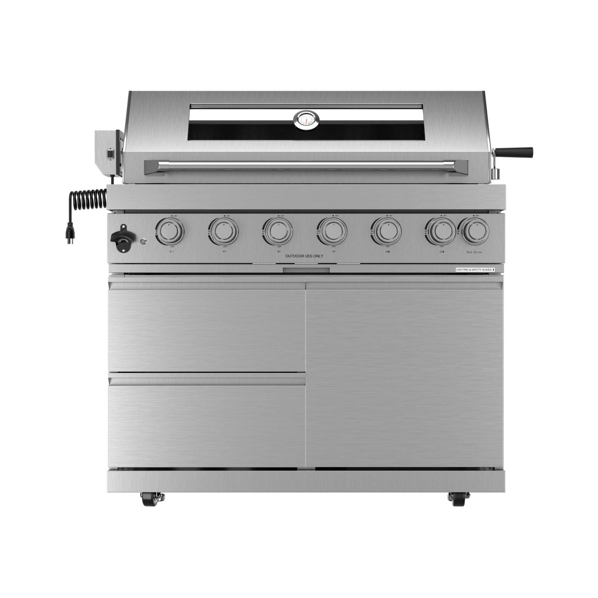 Castelle Flame Blaze 108-Inch 6-Burner 85K BTU Stainless Steel Outdoor Kitchen Grill Island