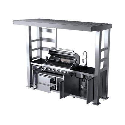 Castelle Flame Blaze 108-Inch 6-Burner 85K BTU Stainless Steel Outdoor Kitchen Grill Island