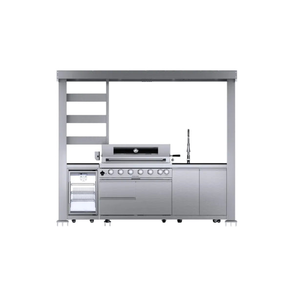 Castelle Flame Blaze 108-Inch 6-Burner 85K BTU Stainless Steel Outdoor Kitchen Grill Island