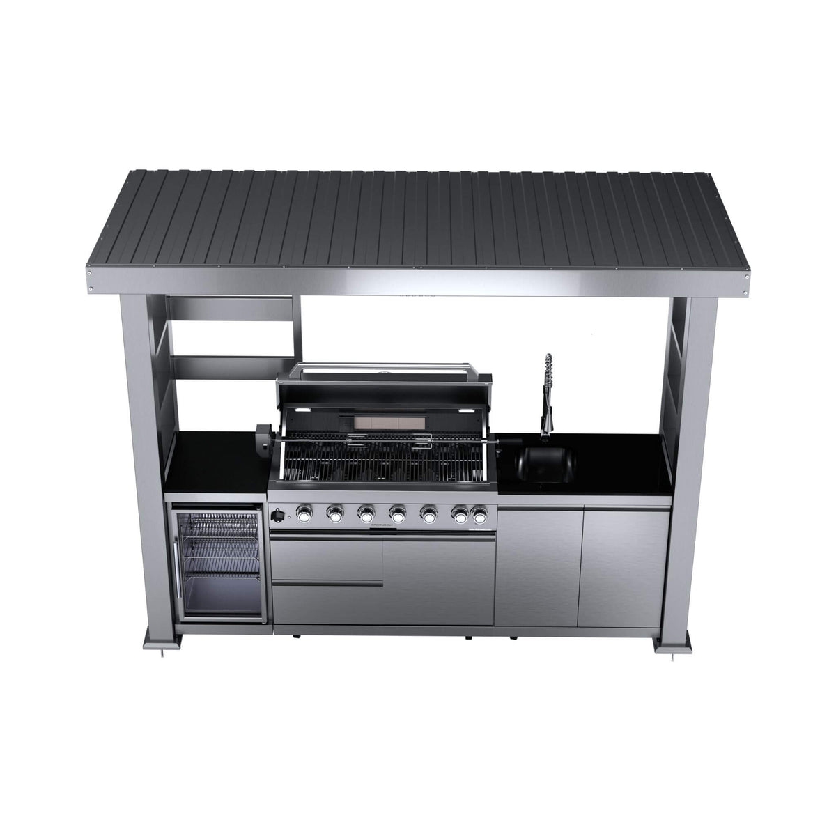 Castelle Flame Blaze 108-Inch 6-Burner 85K BTU Stainless Steel Outdoor Kitchen Grill Island