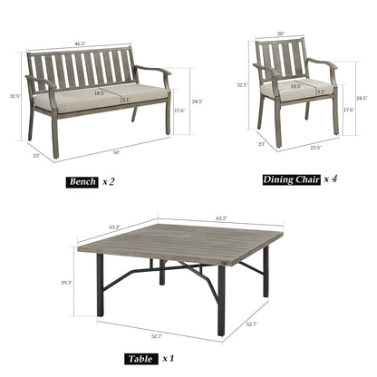 Azur Outdoor Square Dining Table Set For 8-Person With Sunbrella® Cushions