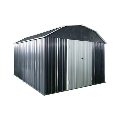 Alora 10' x 12' Heavy-Duty Outdoor Metal Storage Shed – Arched Roof, Lockable Double Doors & Ventilation
