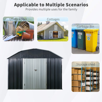 Alora 10' x 12' Heavy-Duty Outdoor Metal Storage Shed – Arched Roof, Lockable Double Doors & Ventilation