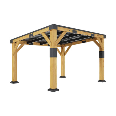 10' x 12' Cedar Wood Sloped Roof Gazebo – Galvanized Steel Hardtop & All‑Weather Design