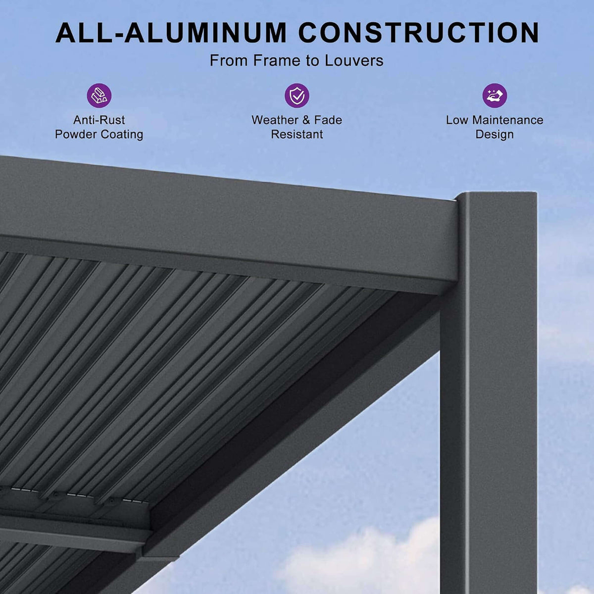 10' x 12' Wall‑Mounted Louvered Pergola