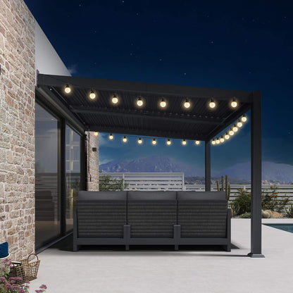 10' x 12' Wall‑Mounted Louvered Pergola