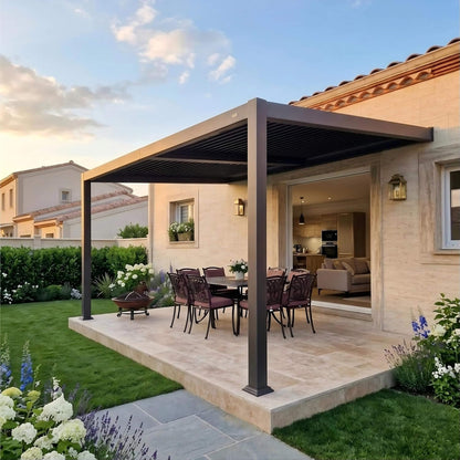 10' x 12' Wall‑Mounted Louvered Pergola