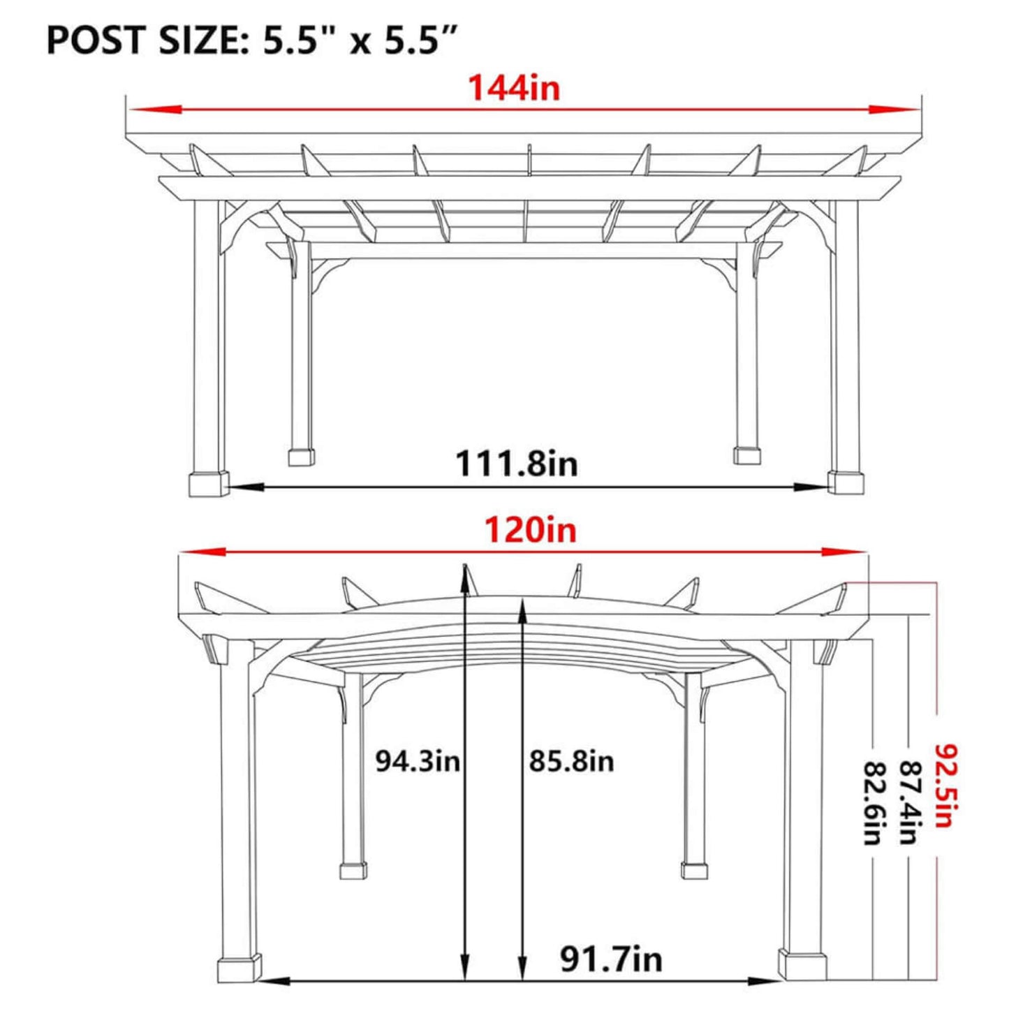 Alora Premium 10X12 FT Outdoor All-Season Backyard Patio Cedar Wood Gazebo Pergola With Arched Roof