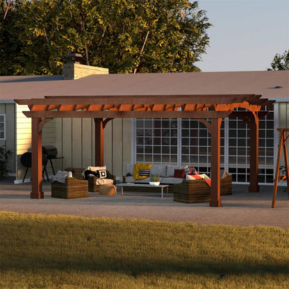 Alora Premium 10X12 FT Outdoor All-Season Backyard Patio Cedar Wood Gazebo Pergola With Arched Roof