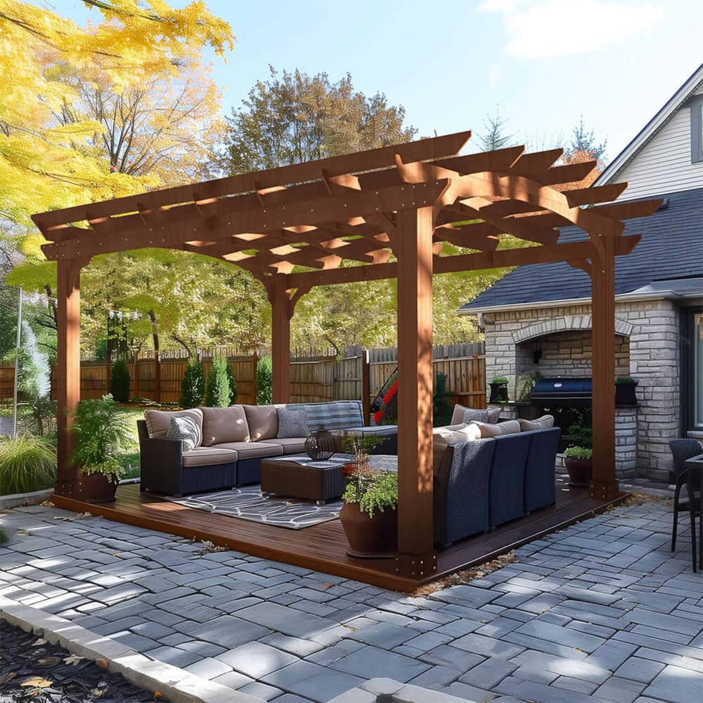 Alora Premium 10X12 FT Outdoor All-Season Backyard Patio Cedar Wood Gazebo Pergola With Arched Roof