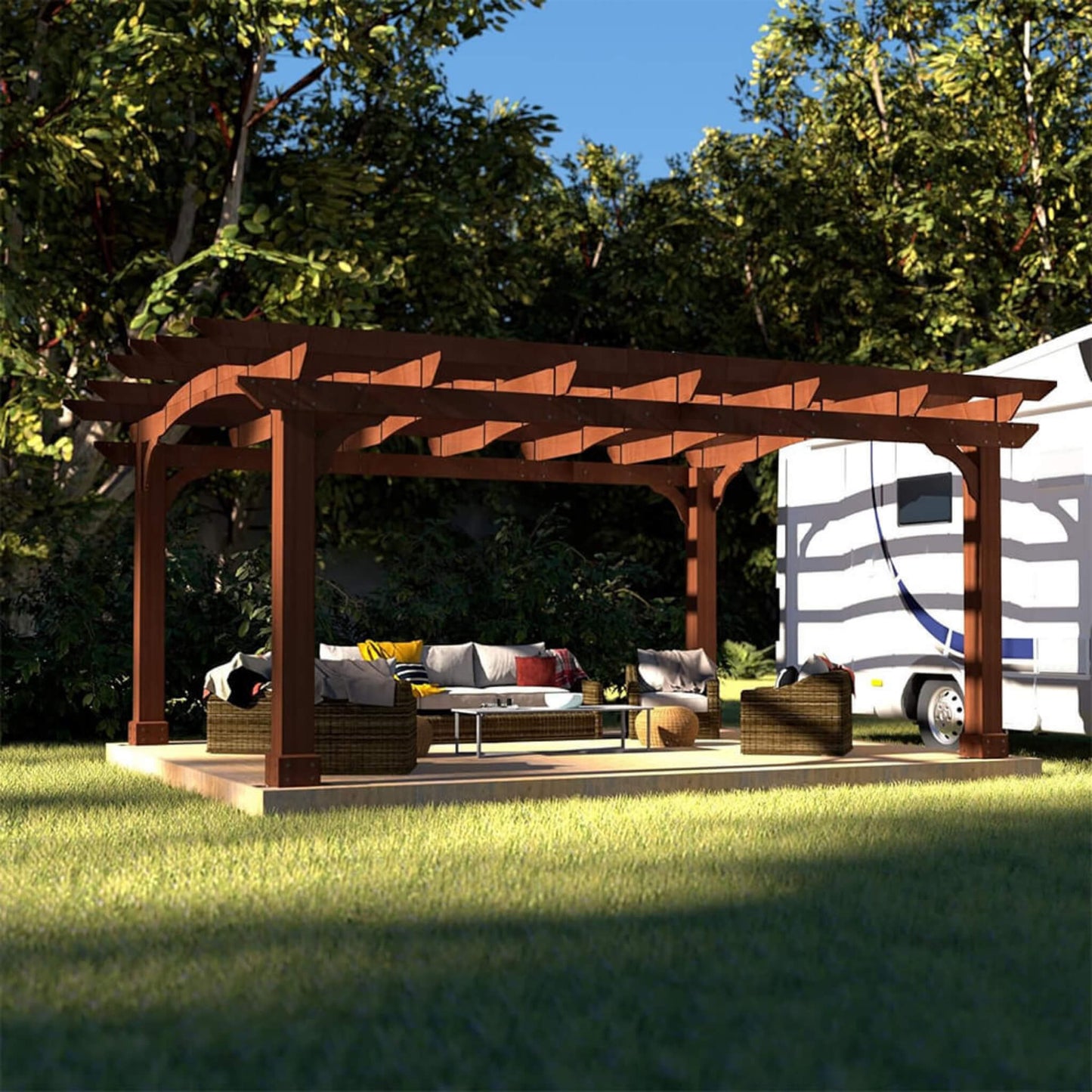 Alora Premium 10X12 FT Outdoor All-Season Backyard Patio Cedar Wood Gazebo Pergola With Arched Roof