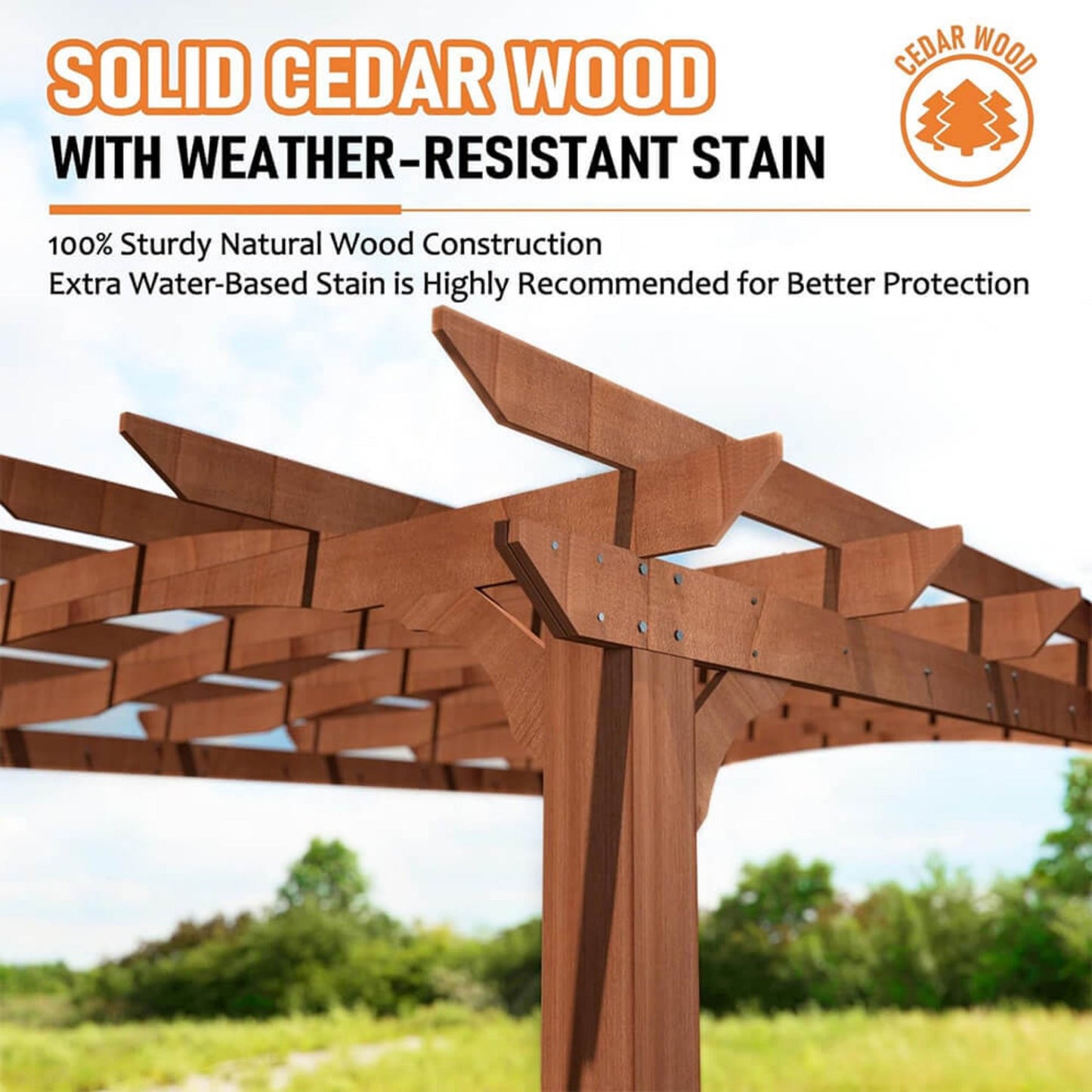Alora Premium 10X12 FT Outdoor All-Season Backyard Patio Cedar Wood Gazebo Pergola With Arched Roof