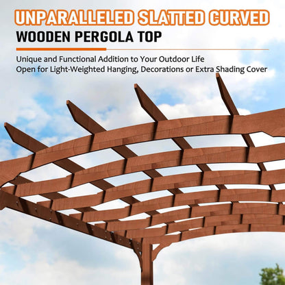 Alora Premium 10X12 FT Outdoor All-Season Backyard Patio Cedar Wood Gazebo Pergola With Arched Roof