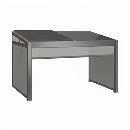 Alora Luxury Wall-Mounted Aluminum Louvered Pergola With Pull-Down Screens