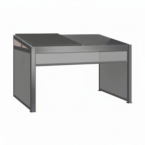 Alora Luxury Wall-Mounted Aluminum Louvered Pergola With Pull-Down Screens