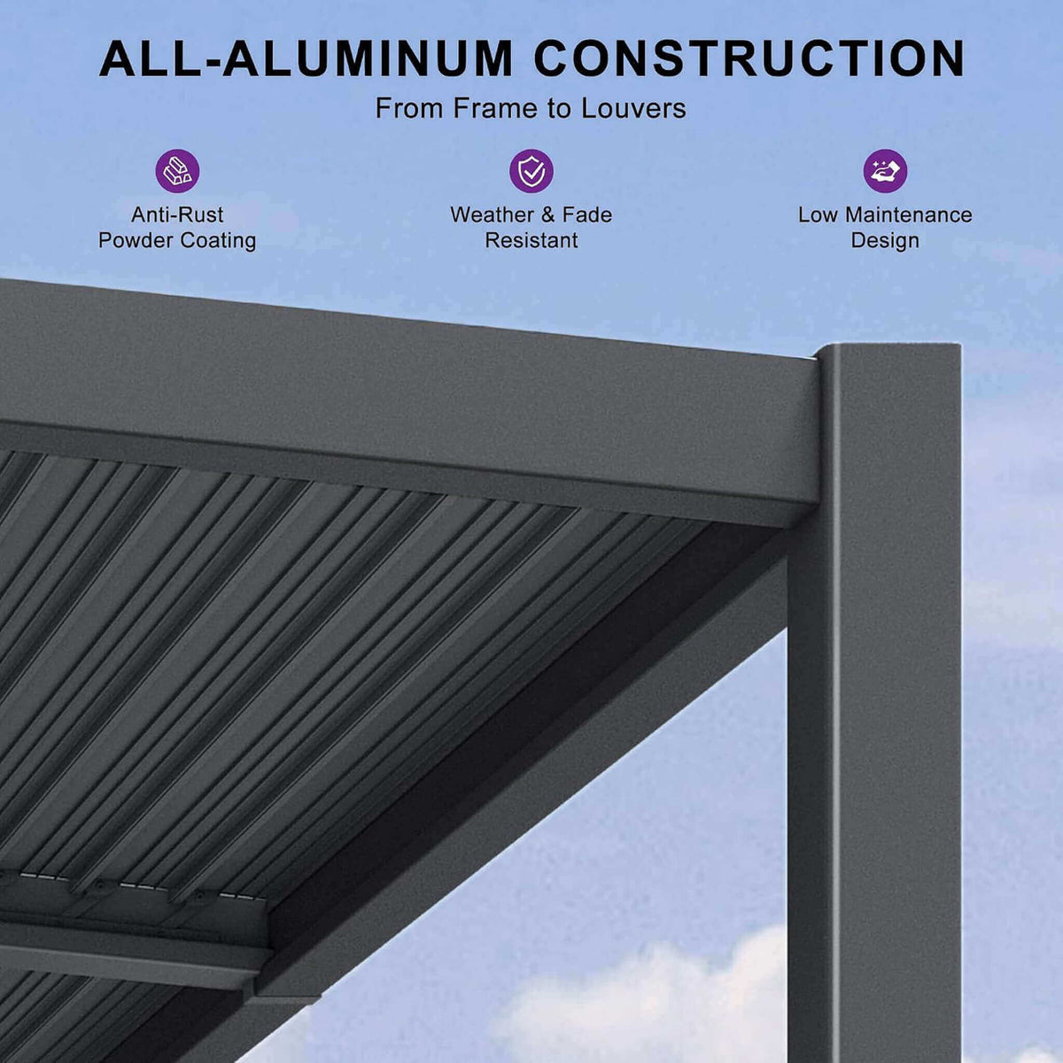 10' x 20' Wall‑Mounted Aluminum Louvered Pergola