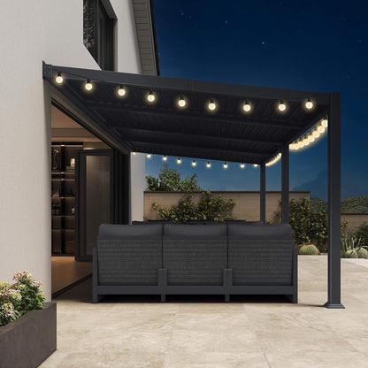 10' x 20' Wall‑Mounted Aluminum Louvered Pergola