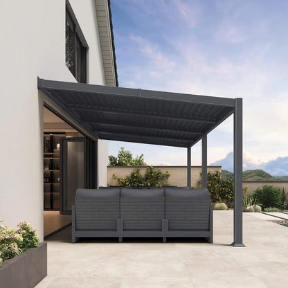 10' x 20' Wall‑Mounted Aluminum Louvered Pergola