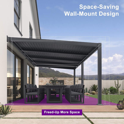 10' x 20' Wall‑Mounted Aluminum Louvered Pergola