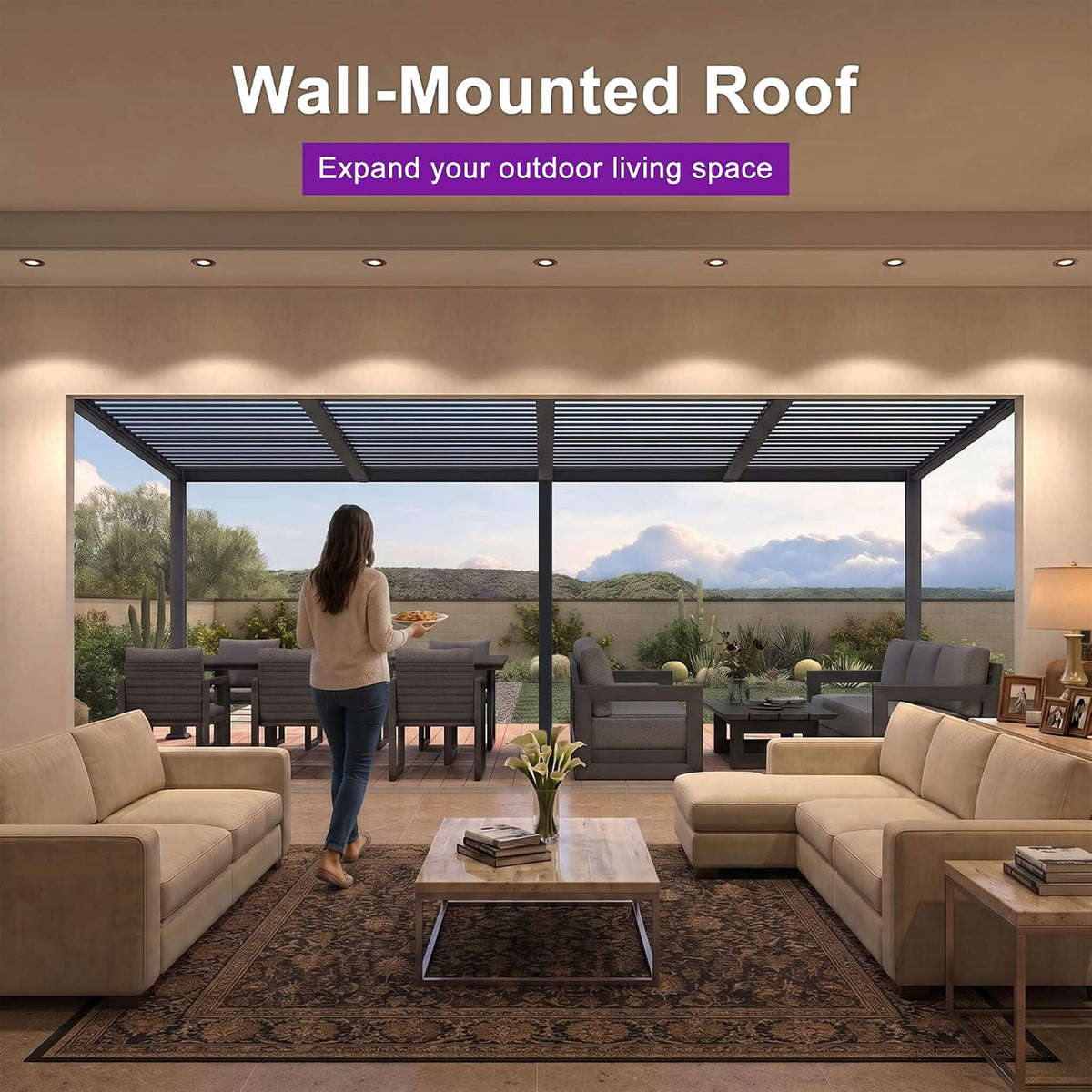 10' x 20' Wall‑Mounted Aluminum Louvered Pergola