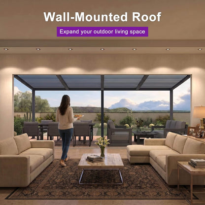 10' x 20' Wall‑Mounted Aluminum Louvered Pergola