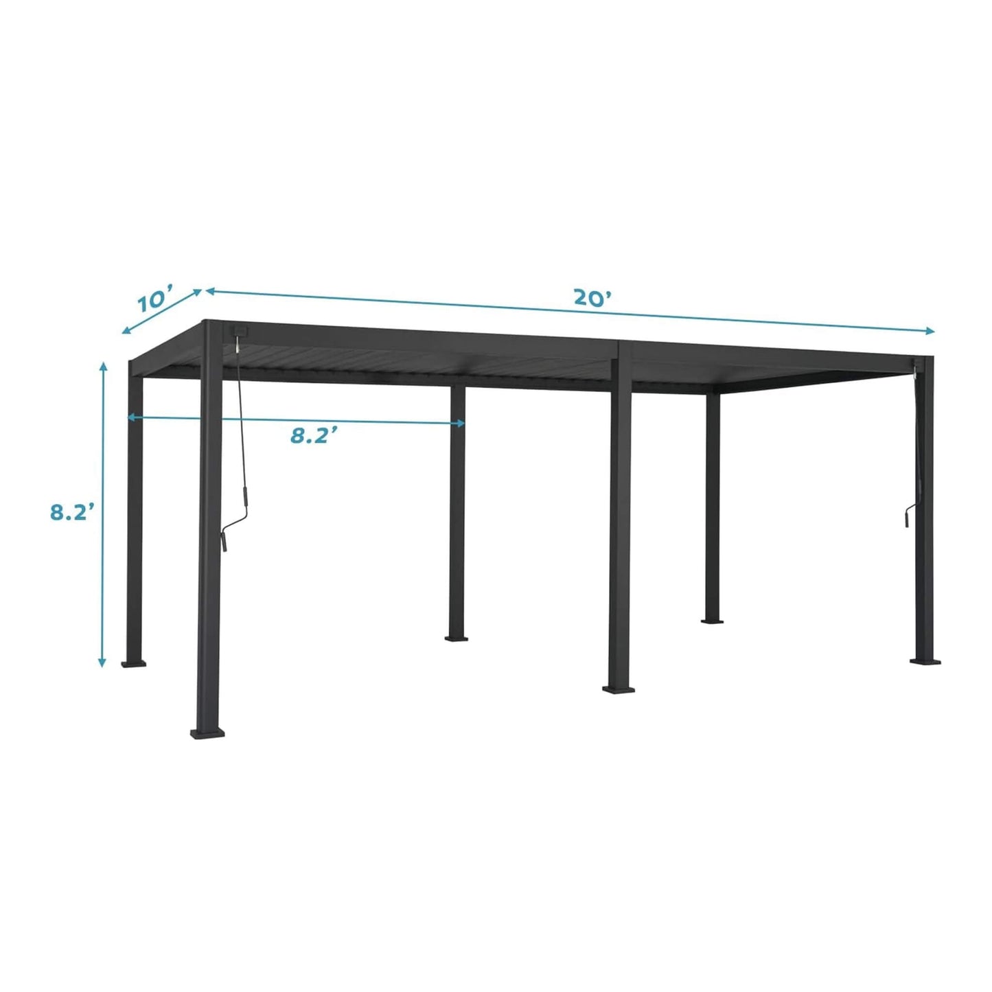 10X20 FT Alora Modern Outdoor Adjustable Charcoal Louvered Pergola With Screens & Built-In Drainage
