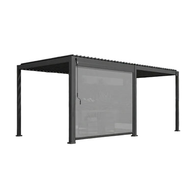 10X20 FT Alora Modern Outdoor Adjustable Charcoal Louvered Pergola With Screens & Built-In Drainage
